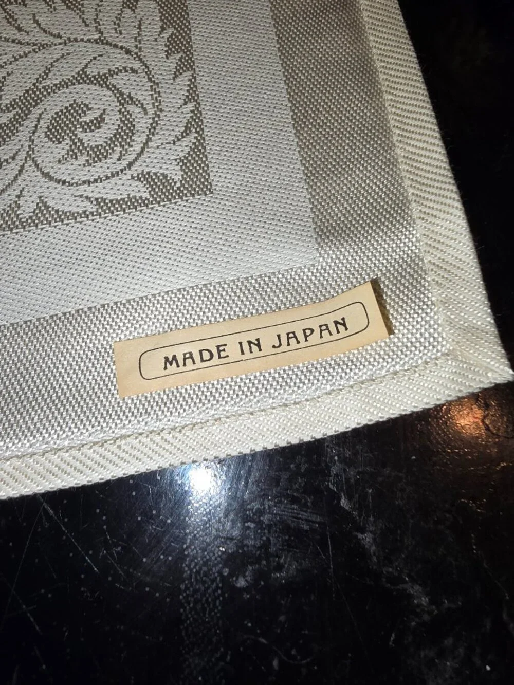 Napkins Damask Floral Linen Ivory Set of 8 Japan 14.75